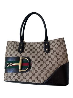 Gucci Brown GG Monogram Hasler Canvas Medium Tote Bag